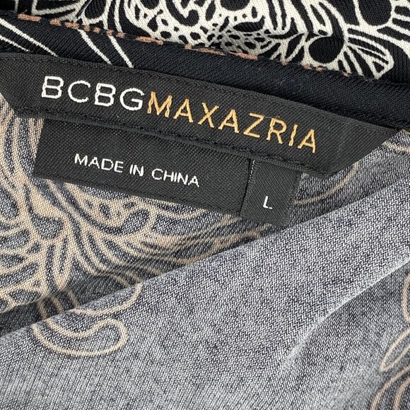 BCBGMaxAzria Black Floral Wrap Dress | V-Neck & Pullover Style - Picture 4 of 6